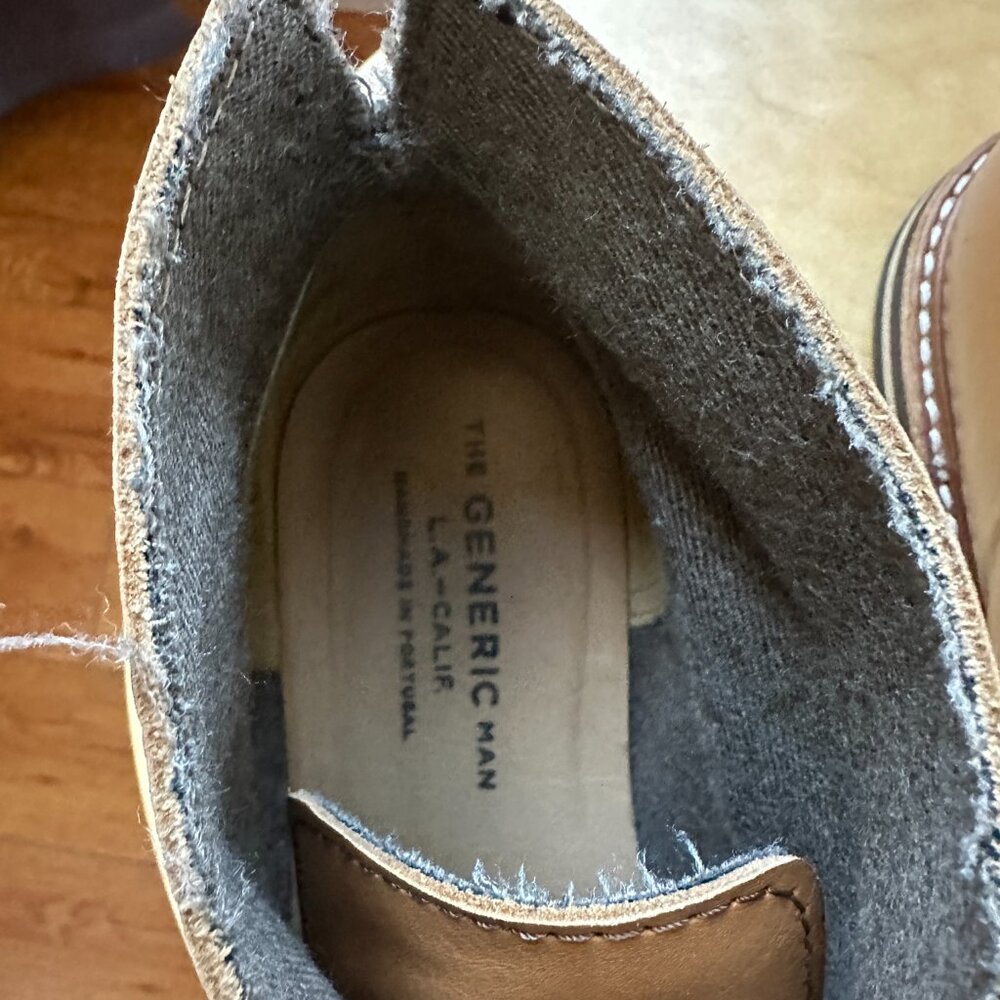 The Generic Man Handmade Caramel Leather Chukka Boots, Sz 44.5/US 11 - Picture 9 of 12
